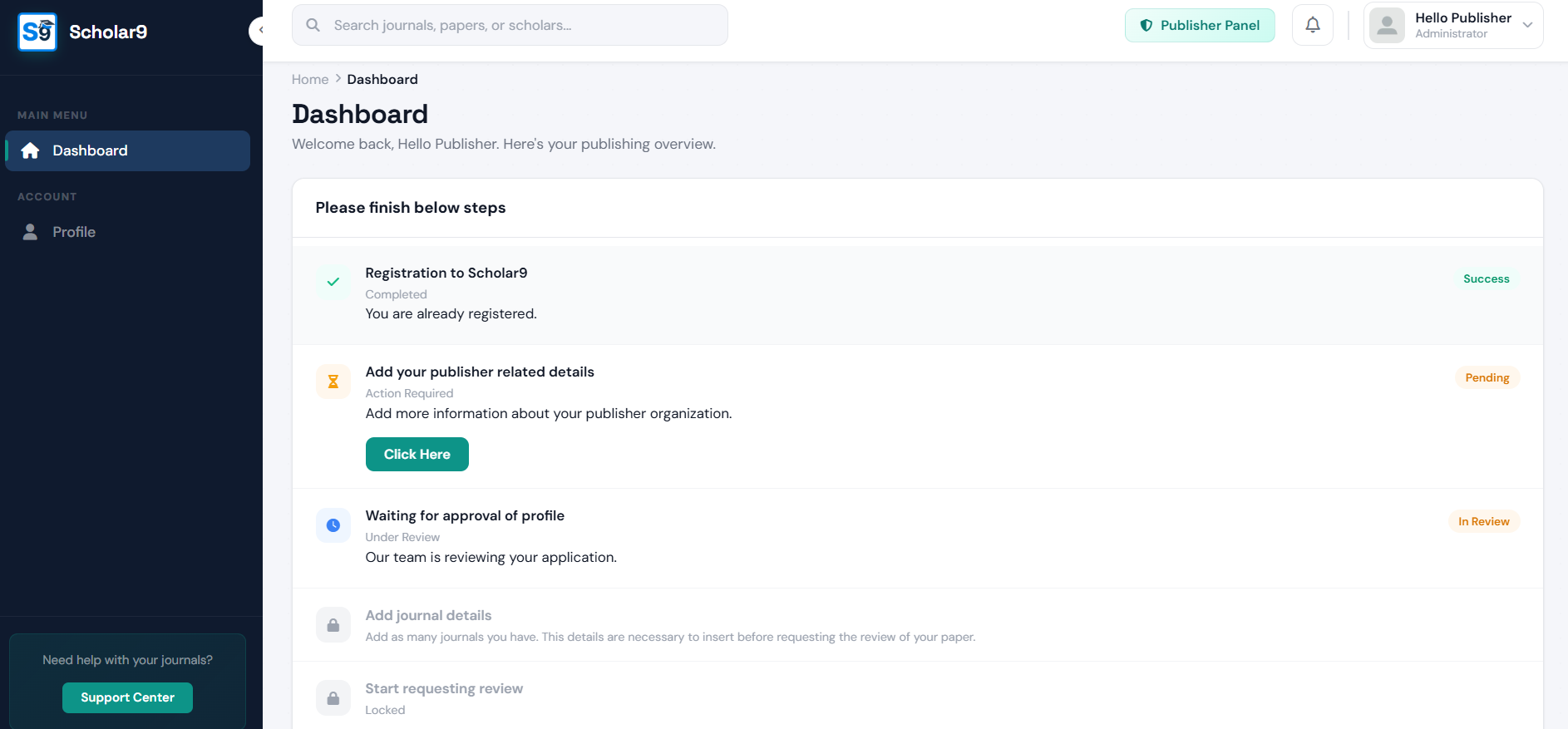 First Look of Dashboard