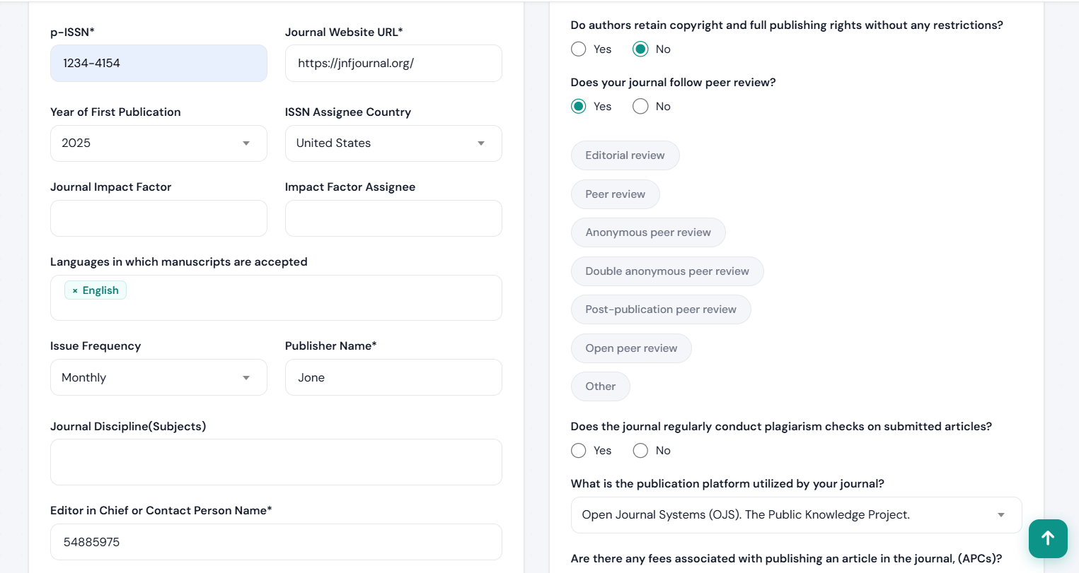 Adding Journal Details - Section 2