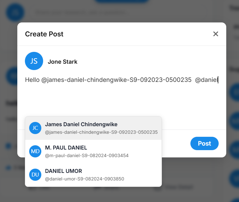 Creating a Post with Mentions