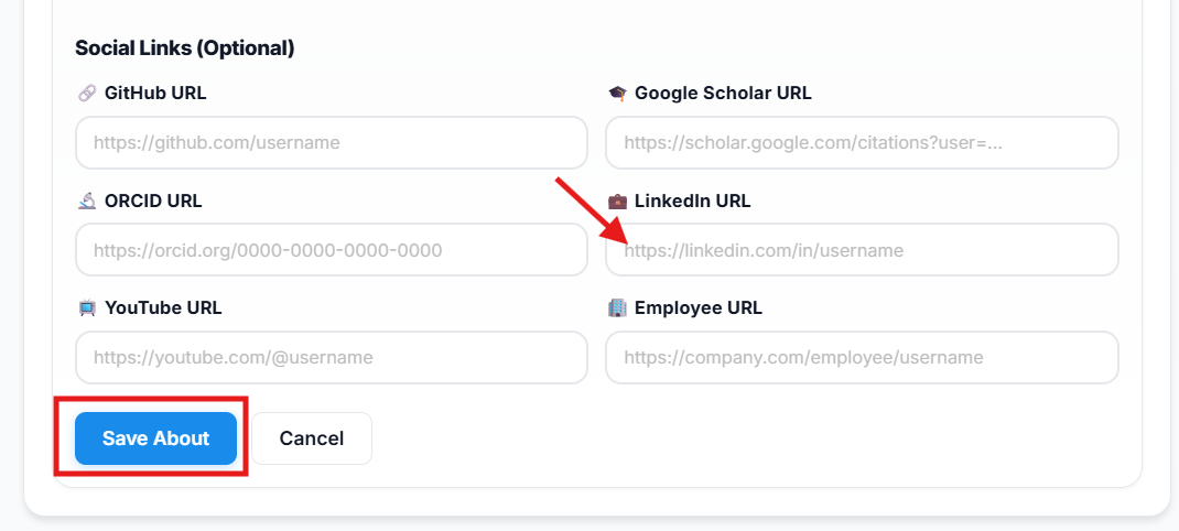 Enter LinkedIn URL
