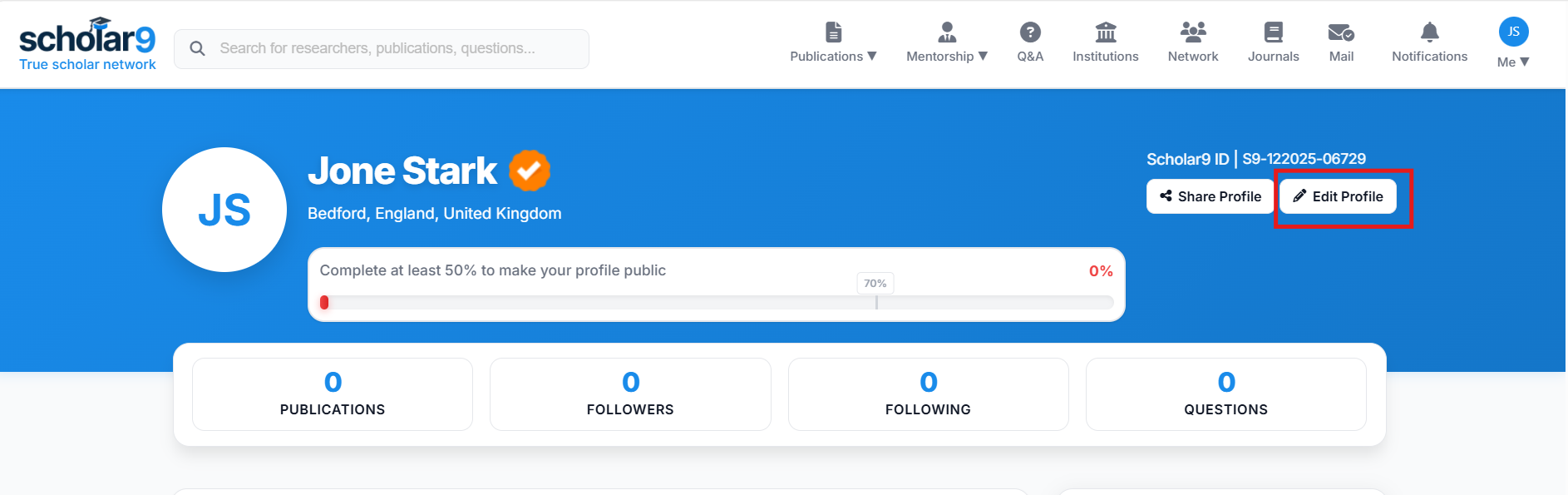 Welcome to Scholar9 Profile