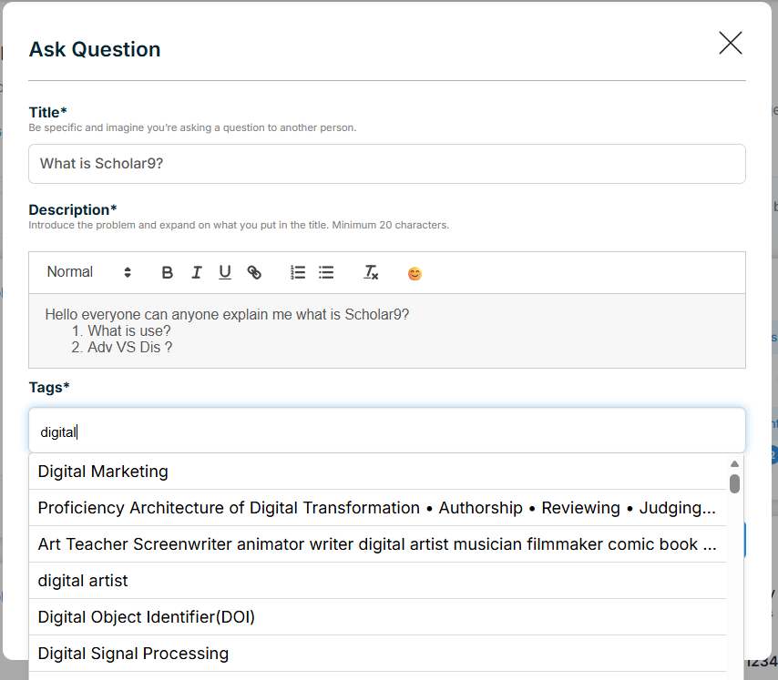 Fill out the Question Form