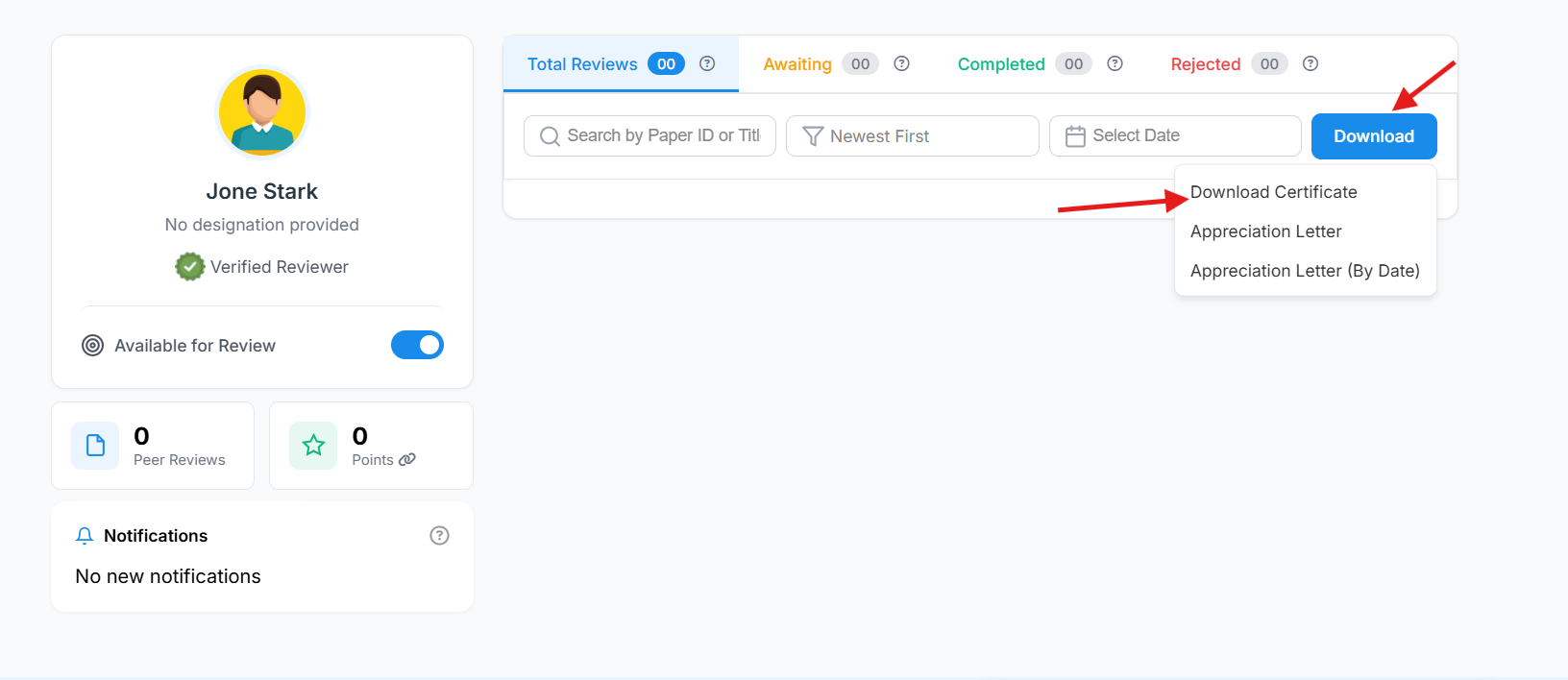 Download Reviewer Certificates